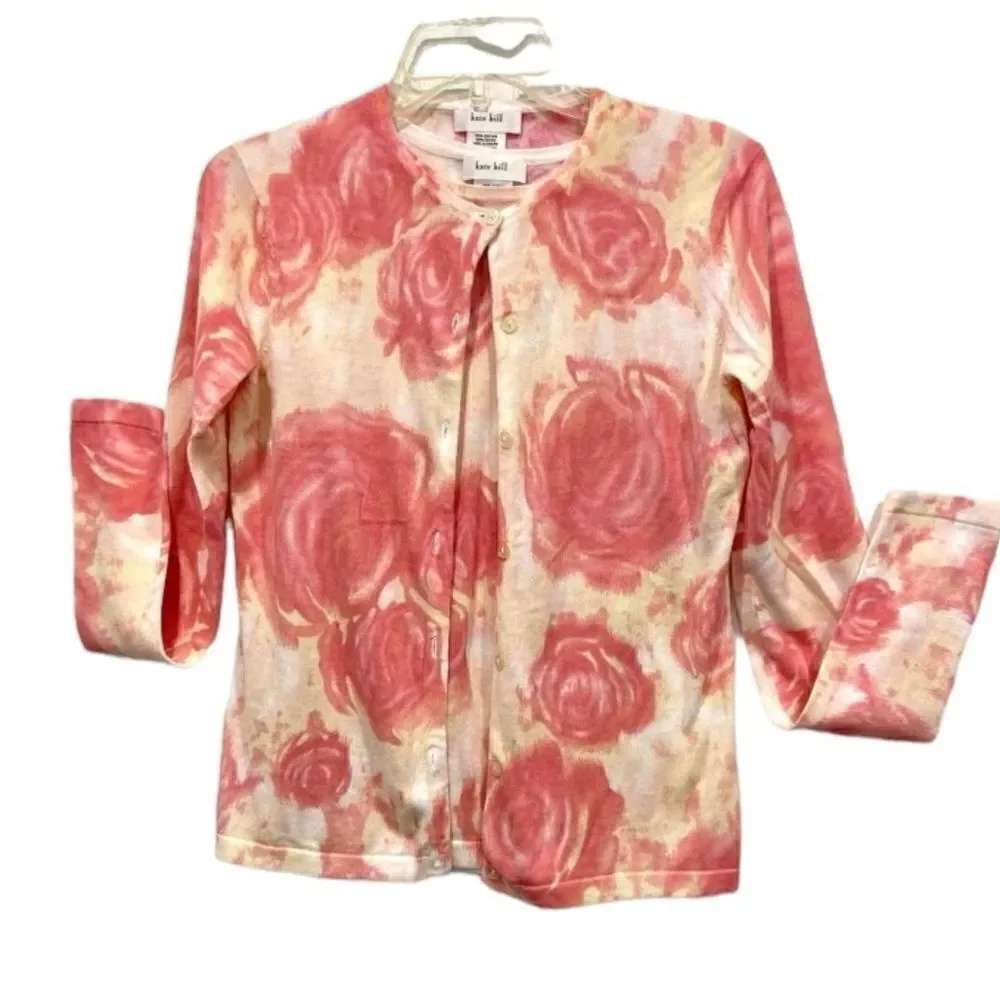 Kate Hill 2 pieces cardigan and sleeveless tie dye top set size XS 100% cotton - Picture 2 of 12